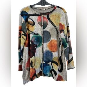 Jess & Jane Artwear Abstract Print Tunic Top Lagenlook USA L Artwear Boho